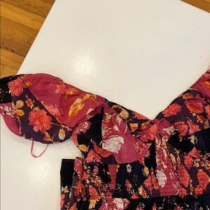 Free People Floral Midi Dress - Pink and Black